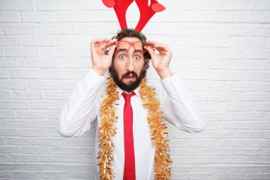 Genç adam el hareketi. Noel kavramı.