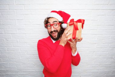 Genç adam el hareketi. Noel kavramı.
