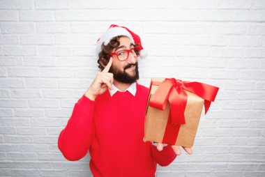 Genç adam el hareketi. Noel kavramı.