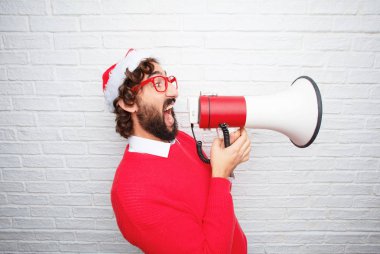 Genç adam el hareketi. Noel kavramı.