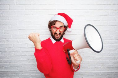 Genç adam el hareketi. Noel kavramı.