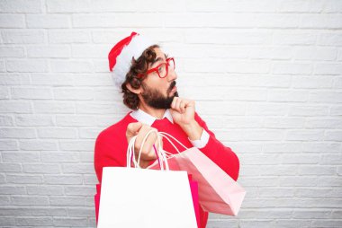 Genç adam el hareketi. Noel kavramı.