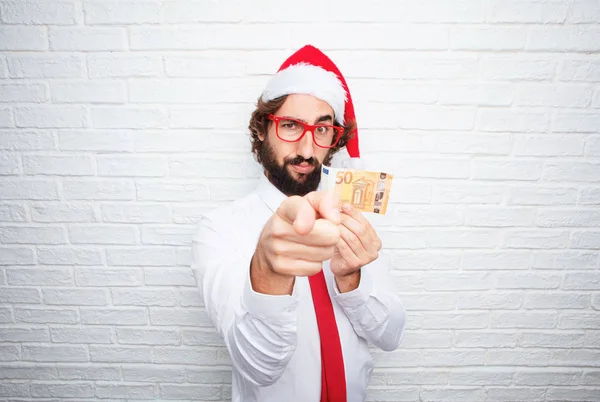 Young Man Gesturing Christmas Concept — Stock Photo, Image