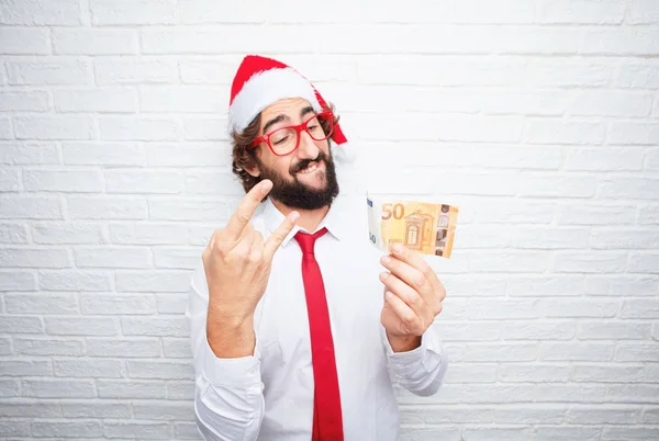 Young Man Gesturing Christmas Concept — Stock Photo, Image