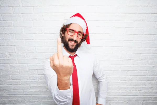 Junger Mann Gestikuliert Weihnachtskonzept — Stockfoto