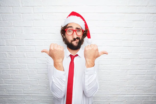 Junger Mann Gestikuliert Weihnachtskonzept — Stockfoto