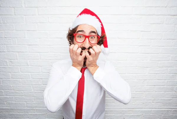 Ung Man Gestikulerande Jul Konceptet — Stockfoto