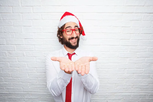 Junger Mann Gestikuliert Weihnachtskonzept — Stockfoto