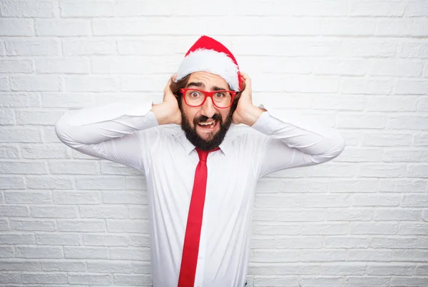 Joven Haciendo Gestos Concepto Navidad —  Fotos de Stock