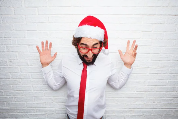 Young Man Gesturing Christmas Concept — Stock Photo, Image