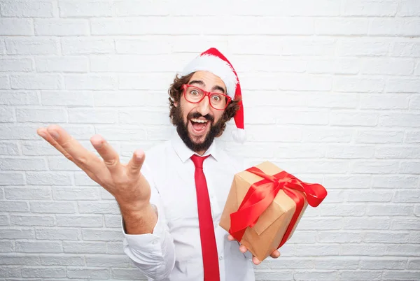 Young Man Gesturing Christmas Concept — Stock Photo, Image