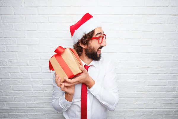 Joven Haciendo Gestos Concepto Navidad —  Fotos de Stock