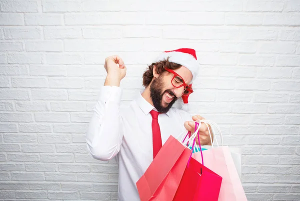 Young Man Gesturing Christmas Concept — Stock Photo, Image