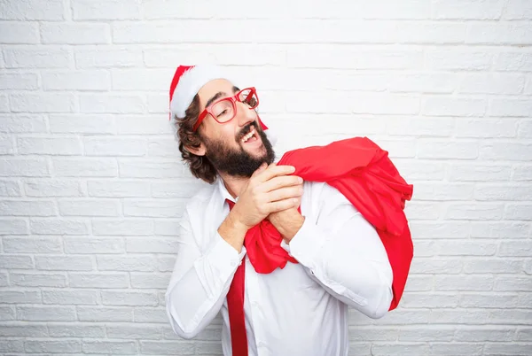 Ung Man Gestikulerande Jul Konceptet — Stockfoto