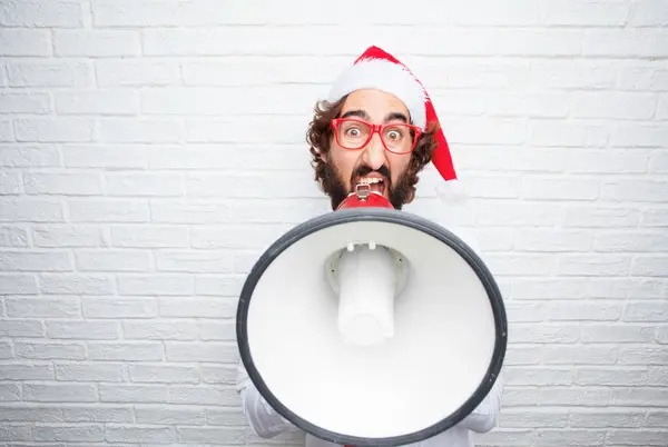 Young Man Gesturing Christmas Concept — Stock Photo, Image