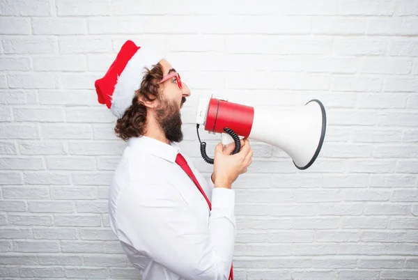 Jovem Gesticular Conceito Natal — Fotografia de Stock