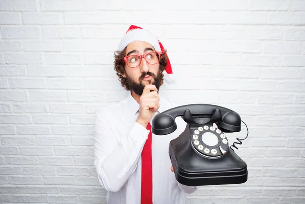 Young Man Gesturing Christmas Concept — Stock Photo, Image