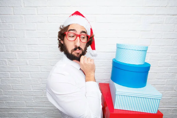 Junger Mann Gestikuliert Weihnachtskonzept — Stockfoto