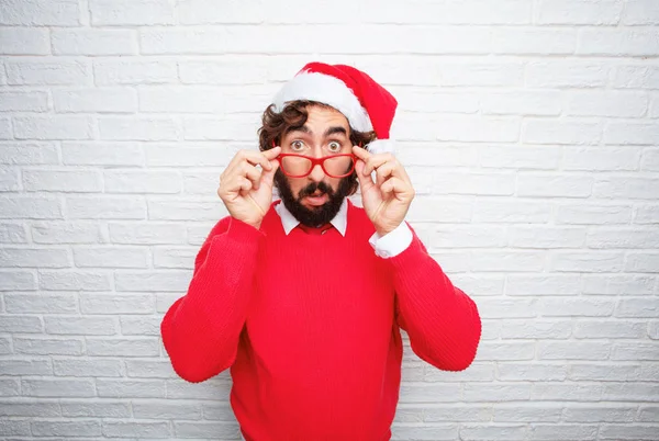 Young Man Gesturing Christmas Concept — Stock Photo, Image