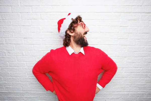 Junger Mann Gestikuliert Weihnachtskonzept — Stockfoto