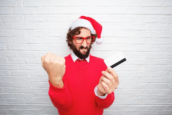Young Man Gesturing Christmas Concept — Stock Photo, Image