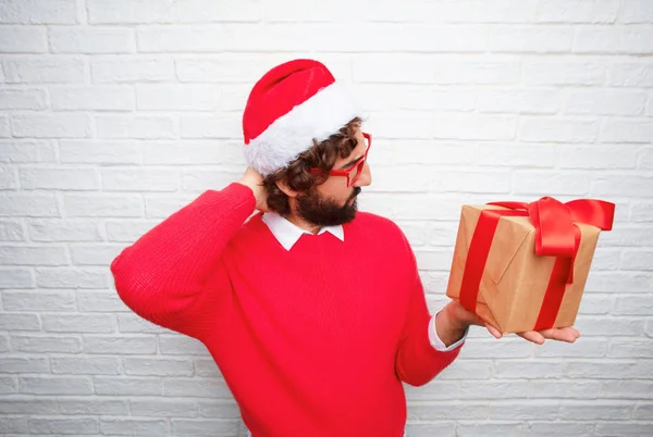 Young Man Gesturing Christmas Concept — Stock Photo, Image