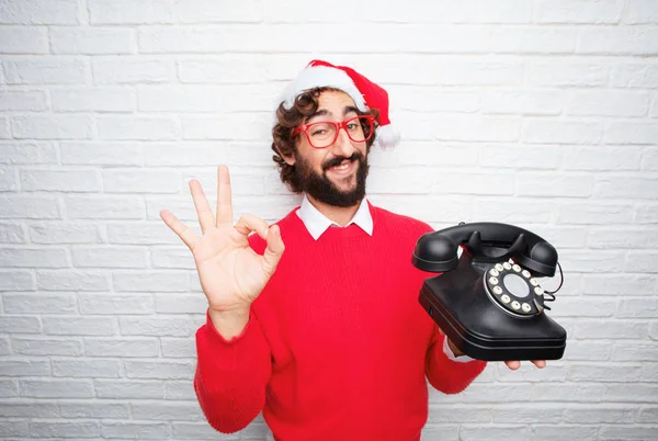 Young Man Gesturing Christmas Concept — Stock Photo, Image