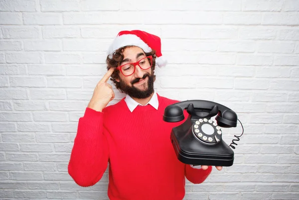 Jeune Homme Qui Gesticule Concept Noël — Photo