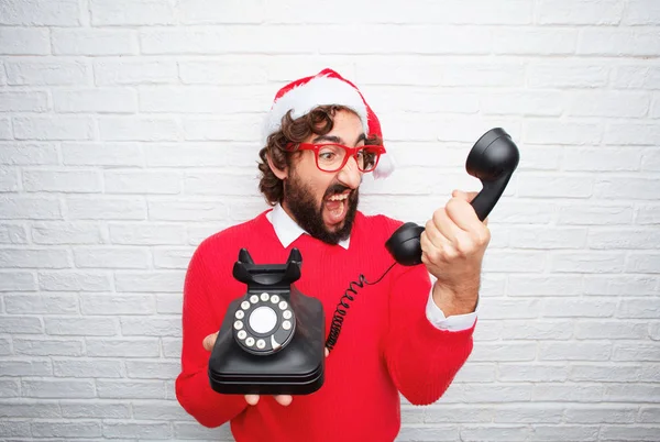 Young Man Gesturing Christmas Concept — Stock Photo, Image