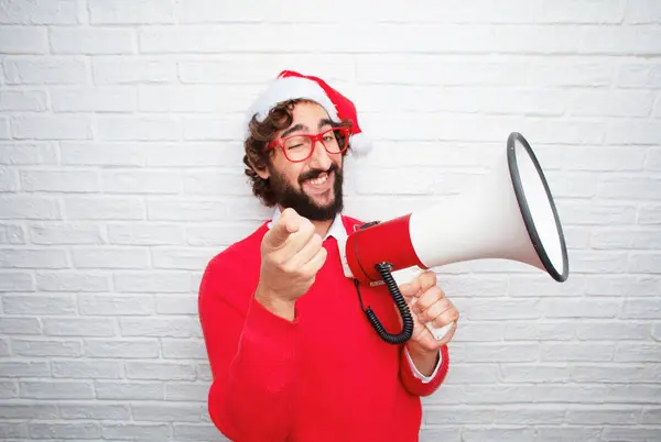 Young Man Gesturing Christmas Concept — Stock Photo, Image