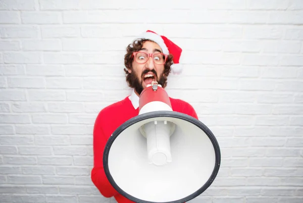 Young Man Gesturing Christmas Concept — Stock Photo, Image