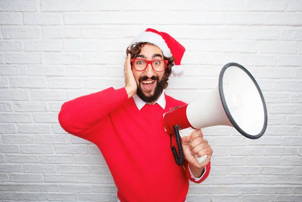 Young Man Gesturing Christmas Concept — Stock Photo, Image