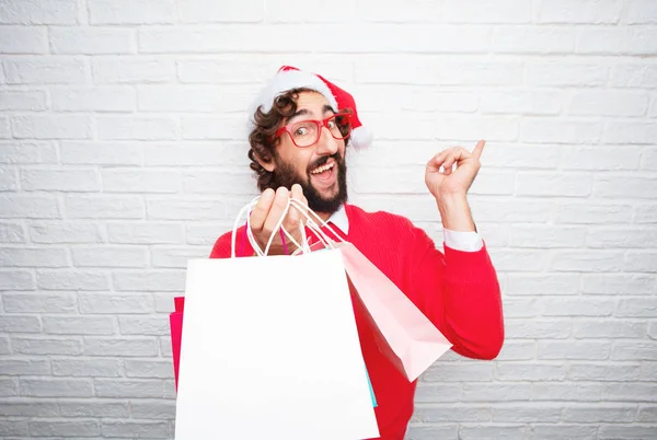 Young Man Gesturing Christmas Concept — Stock Photo, Image