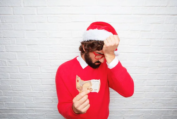 Young Man Gesturing Christmas Concept — Stock Photo, Image