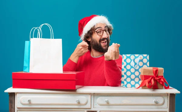 Joven Con Regalos Concepto Navidad —  Fotos de Stock