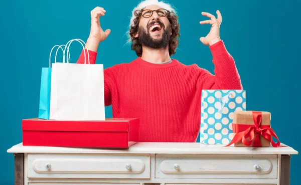 Jonge Man Met Geschenken Kerst Concept — Stockfoto