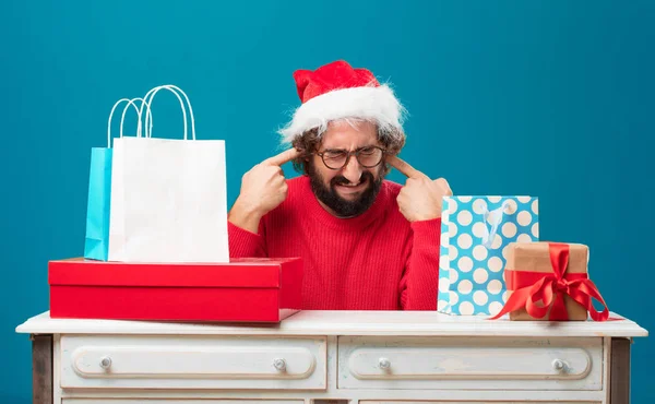 Young Man Gifts Christmas Concept — Stock Photo, Image