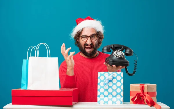 Jonge Man Met Geschenken Kerst Concept — Stockfoto