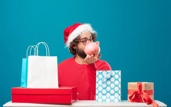 Joven Con Regalos Concepto Navidad —  Fotos de Stock