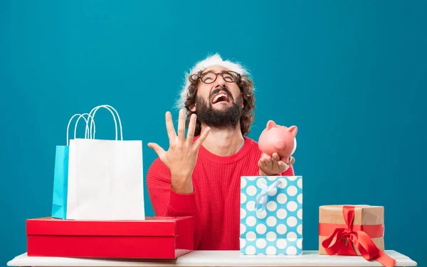 Young Man Gifts Christmas Concept — Stock Photo, Image