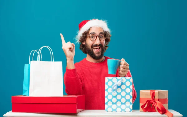 Young Man Gifts Christmas Concept — Stock Photo, Image