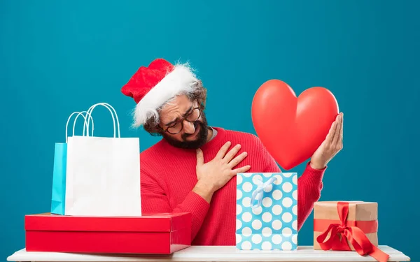 Jonge Man Met Geschenken Kerst Concept — Stockfoto