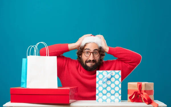 Junger Mann Mit Geschenken Weihnachtskonzept — Stockfoto