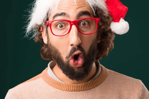 Young Crazy Man Christmas Concept — Stock Photo, Image