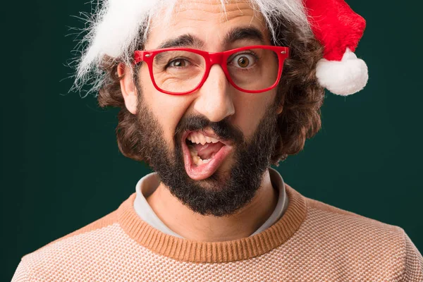 Jovem Louco Com Conceito Natal — Fotografia de Stock