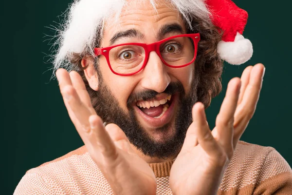 Gek Jongeman Met Kerstmis Concept — Stockfoto