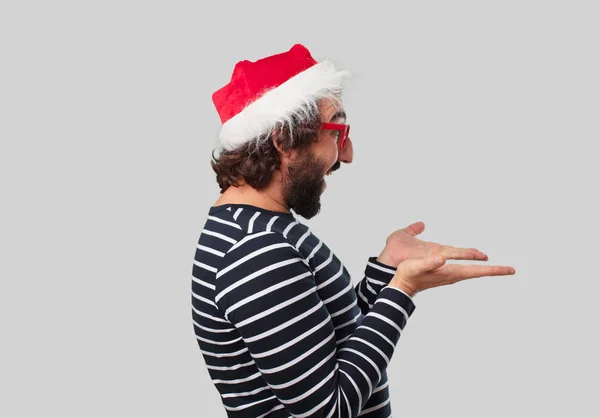 Genç Deli Adam Gesticulating Noel Kavramı — Stok fotoğraf