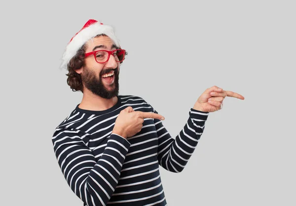 Young Crazy Man Gesticulating Christmas Concept — Stock Photo, Image