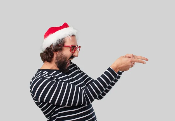 Ung Galen Man Gestikulerande Jul Konceptet — Stockfoto