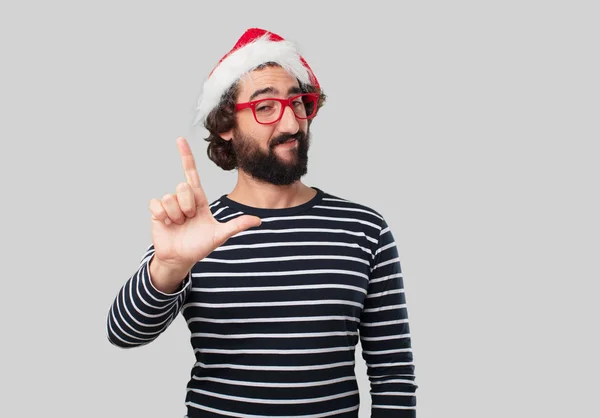 Young Crazy Man Gesticulating Christmas Concept — Stock Photo, Image